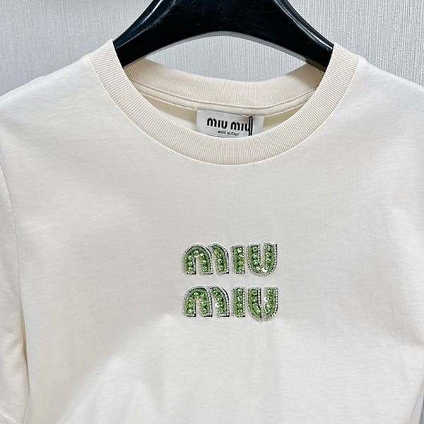 最安値挑戦ミュウミュウ スーパーコピー ジャージー Tシャツ MJN499_14ARF0HAT​